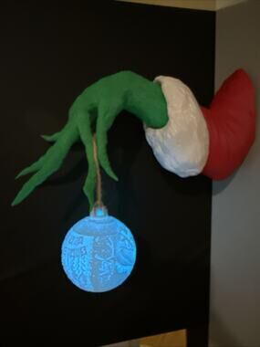 3D Printed Grinch Hand Ornament Hanger - Unique Christmas Wall Mount